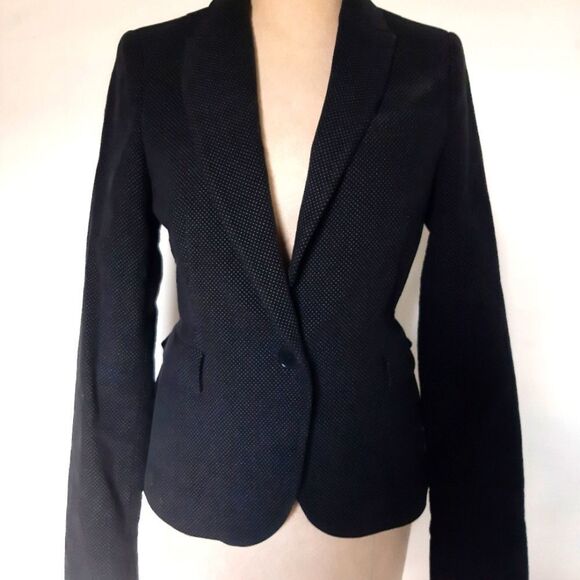 Zara Cotton Elbow Patch Blazer Navy Size XS - Picture 1 of 14